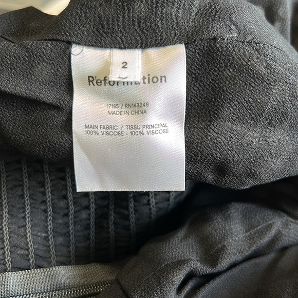 Reformation Shirt Bacio Ruffle Tie Back Crop Top Black White Square Neck 2 NEW - Picture 15 of 16